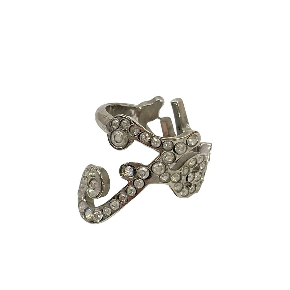Fendi Ring Silver Clear Hardware Rhinestones